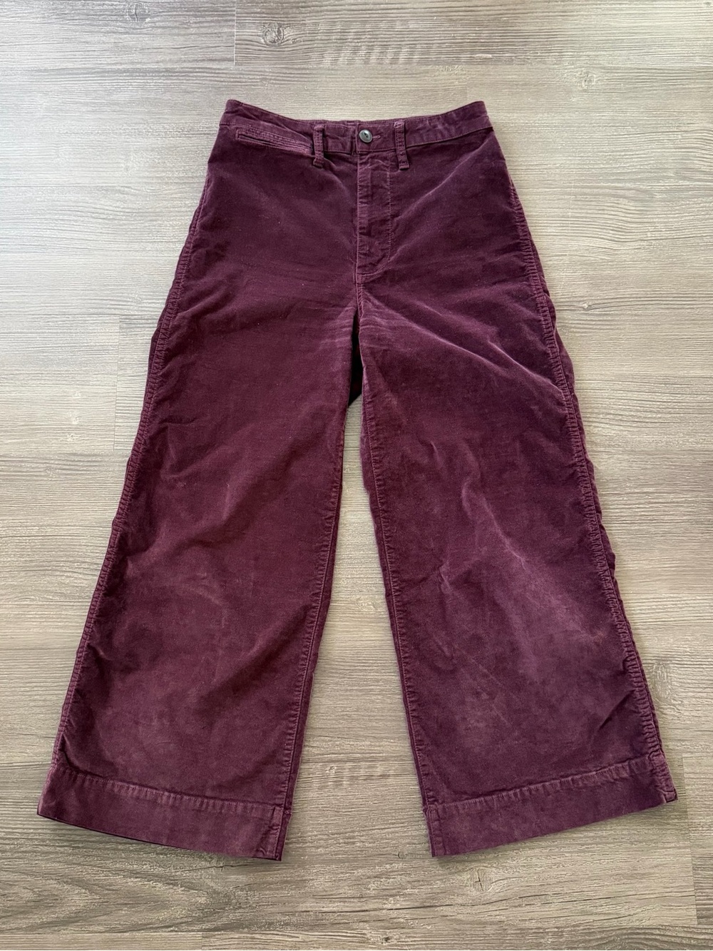 Madewell Emmett Wide Leg Crop Velveteen Pants Rich Plum 27